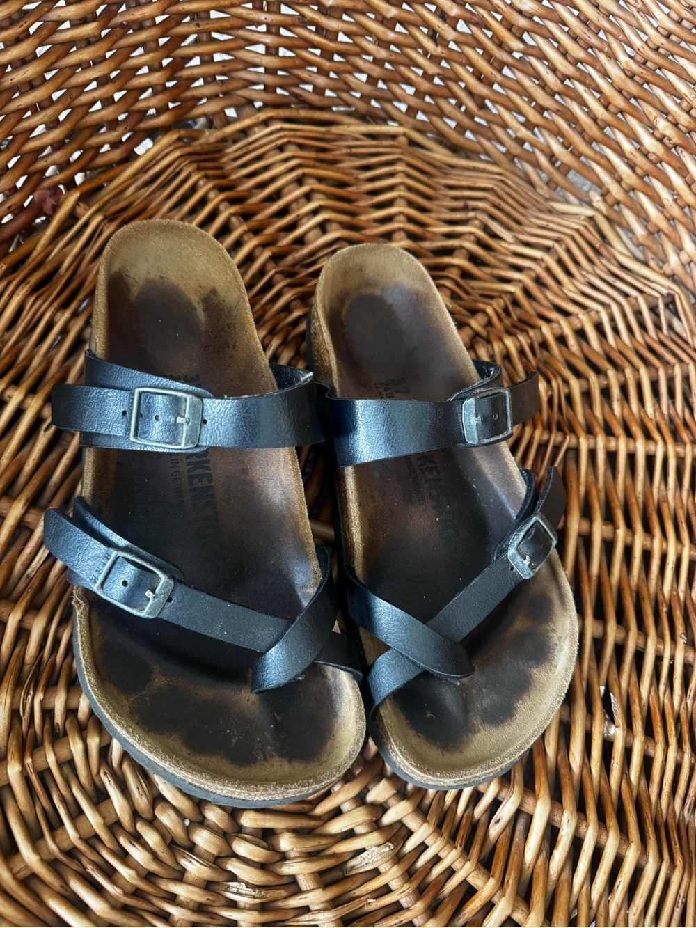 Birkenstock Black Women’s Double‑Strap Sandals with Toe Loop